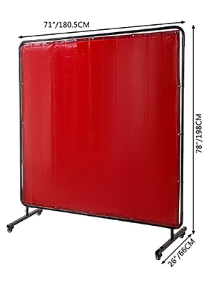 VEVOR Welding Screen with Frame 6' x 6', Welding Curtain with 4 Wheels, Welding Protection Screen Red Flame-Resistant Vinyl, Portable Light-Proof Professional
