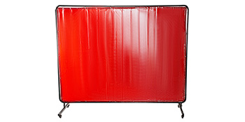VEVOR Welding Screen with Frame 8' x 6', Welding Curtain with 4 Wheels, Welding Protection Screen Red Flame-Resistant Vinyl, Portable Light-Proof Professional