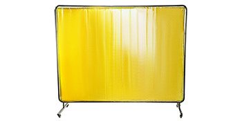 VEVOR Welding Screen with Frame 8' x 6', Welding Curtain with 4 Wheels, Welding Protection Screen Yellow Flame-Resistant Vinyl, Portable Light-Proof Professional