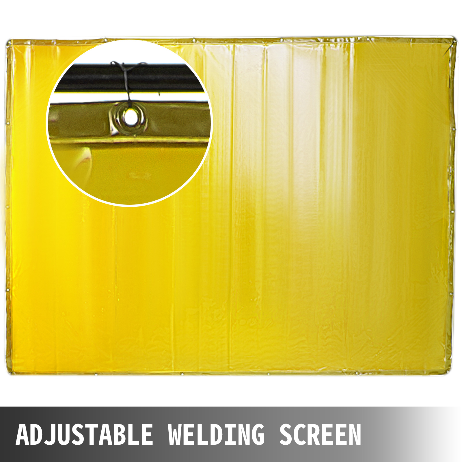 VEVOR Welding Screen with Frame 8' x 6', Welding Curtain with 4 Wheels, Welding Protection Screen Yellow Flame-Resistant Vinyl, Portable Light-Proof Professional