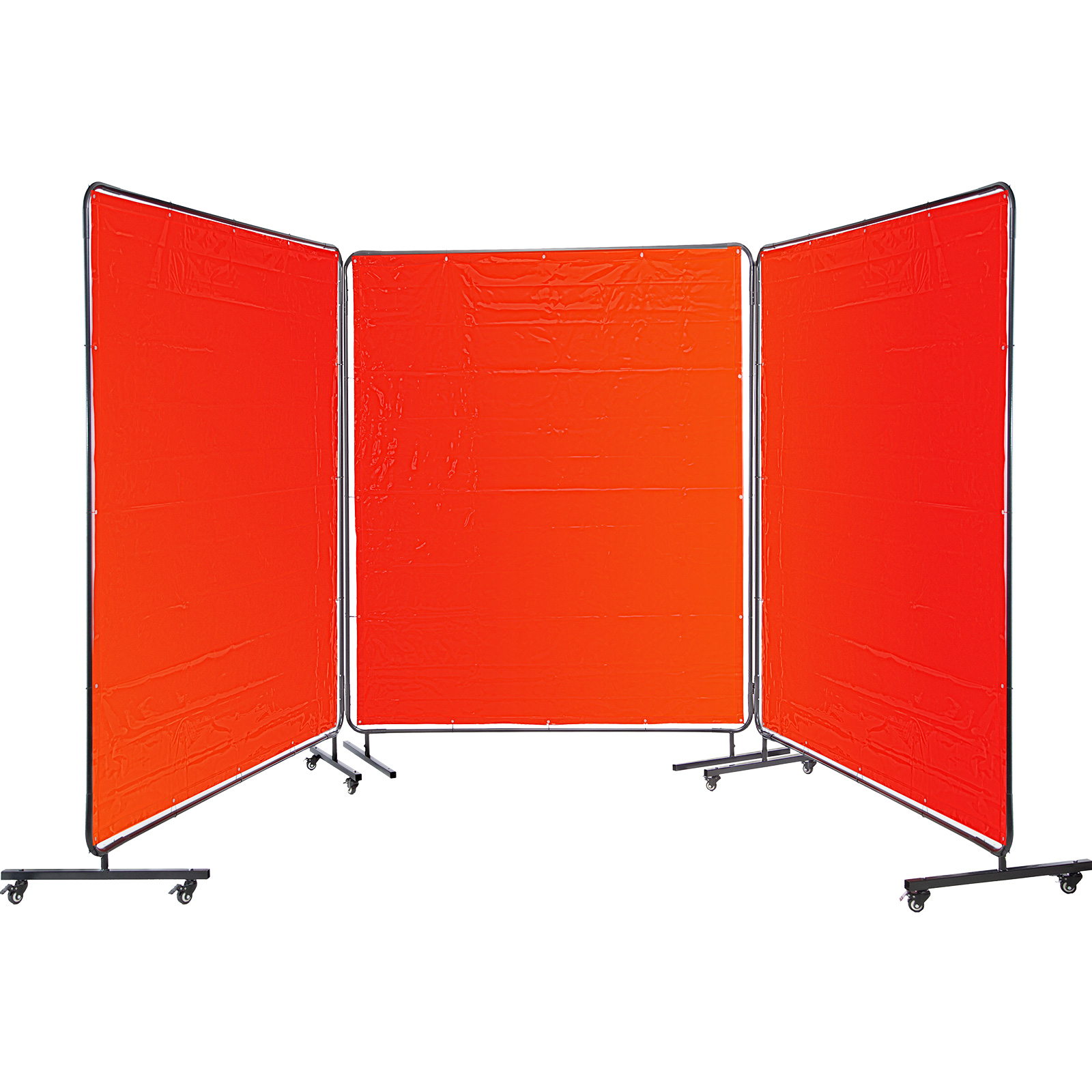 Mophorn 6 x 6 Welding Screen with Frame Red Vinyl Portable Welding Curtain with Wheels Light-Proof Welding Protection Screen Professional 