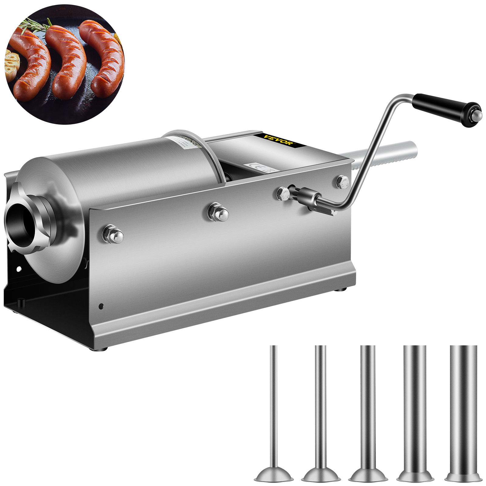 thumbnail image 2 of 2.5 Lb Manual Sausage Stuffer - Vertical Stainless Steel Sausage Maker With Suction Base 2 of 9