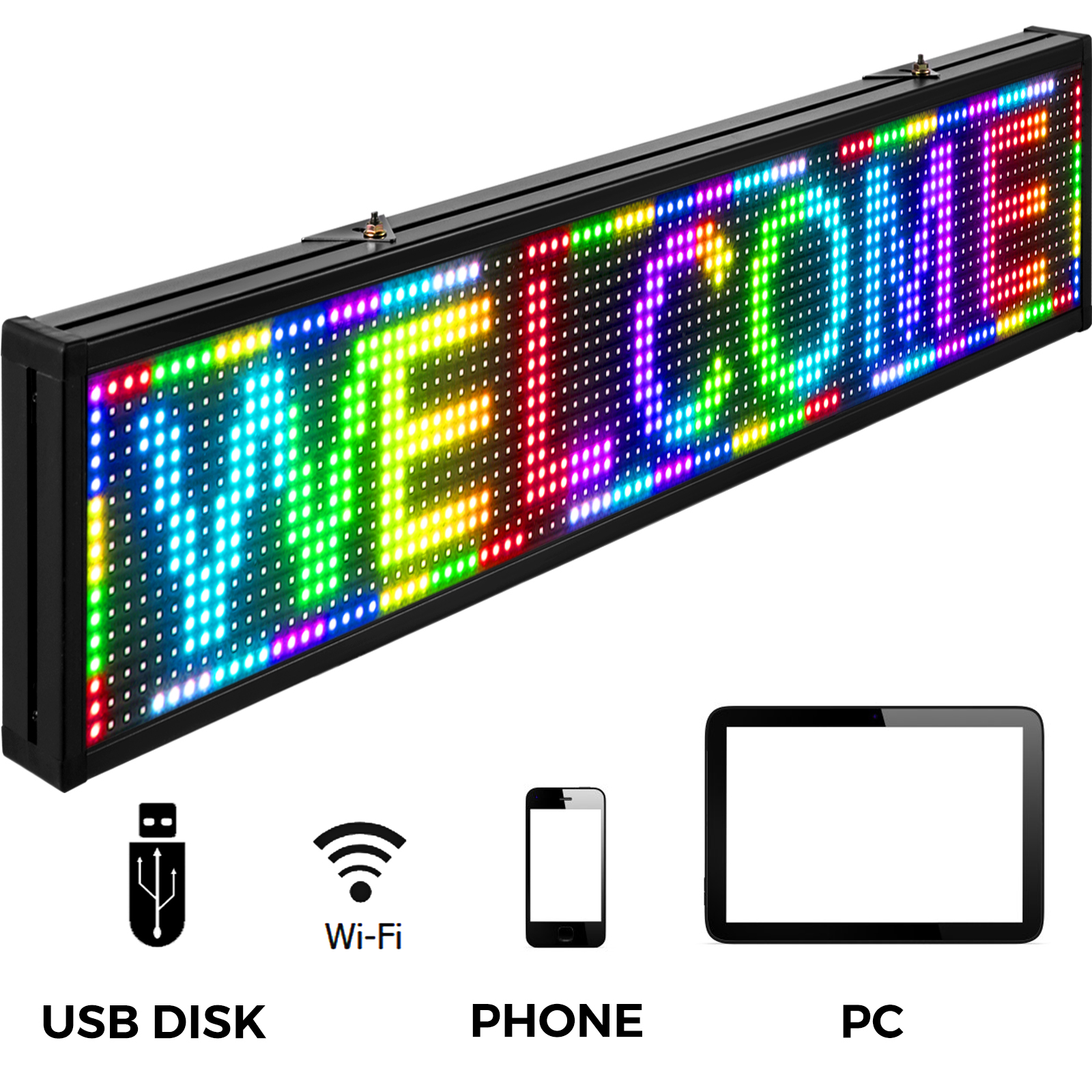 Programmable LED Sign P10 Indoor LED Display 39 x 7.5 Full Color  Programmable Message Board with high Resolution LED Scrolling Display for