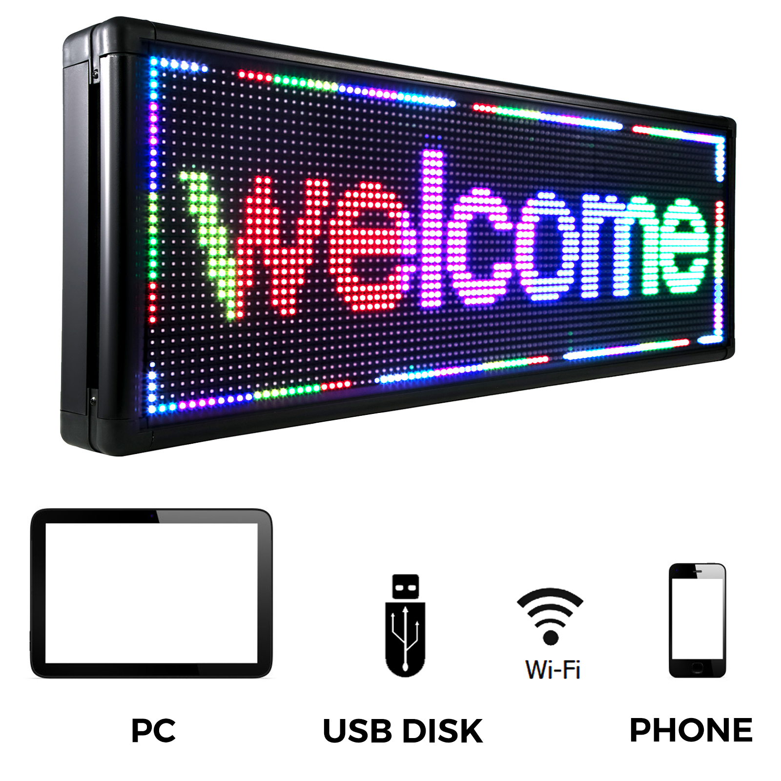 Details about   VEVOR 40"x15" LED Scrolling Sign P10 Programmable Yellow Message Board w/ Sling 