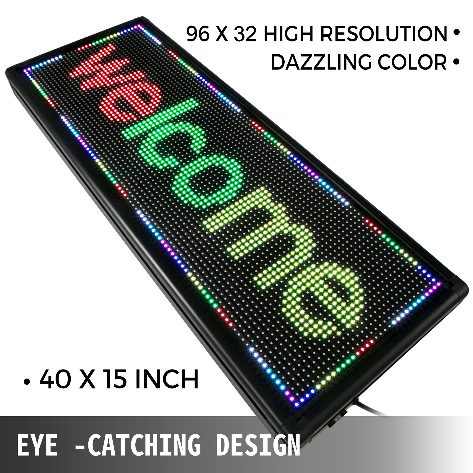 VEVOR Led Sign 40 x 15 inch Led Scrolling Sign 3 Color Red Green