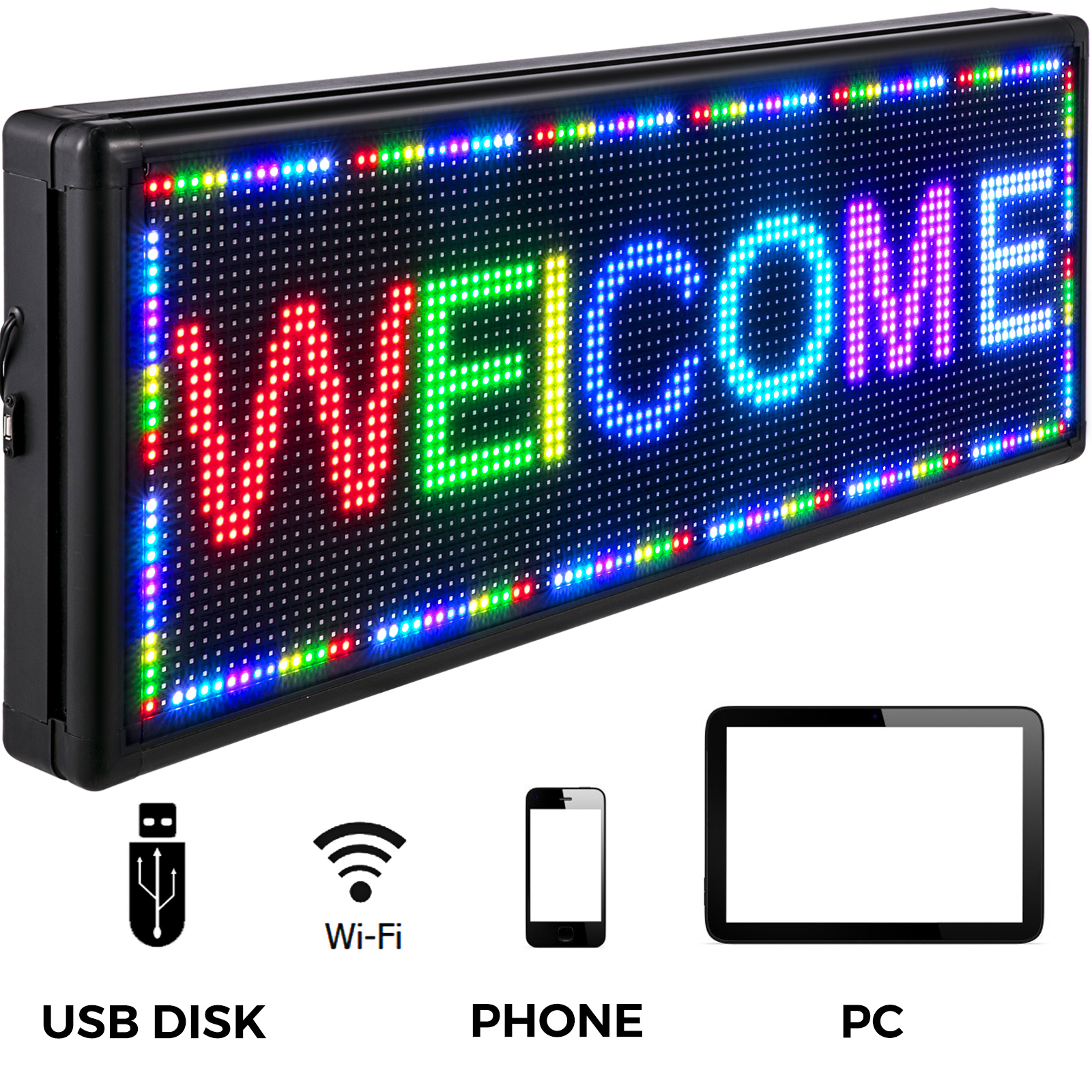 VEVOR LED Sign, Digital Sign 40x15 Seven-color LED Message Board Digital Display Board