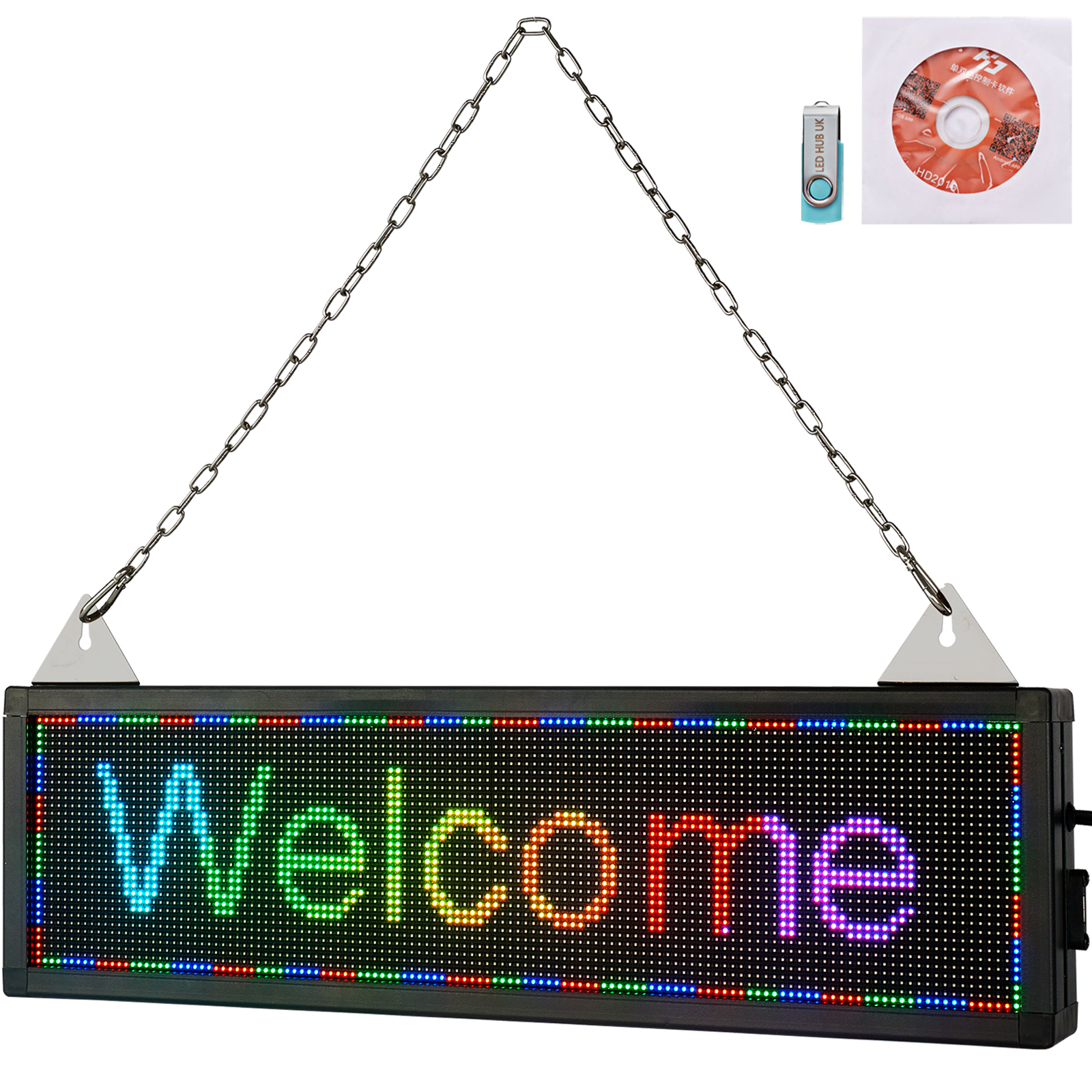 VEVOR LED Scrolling Sign, 21" x 6" WiFi  USB Control, Full Color P4  Programmable Display, Indoor High Resolution Message Board, High Brightness Electronic  Sign, Perfect Solution for Advertising VEVOR US