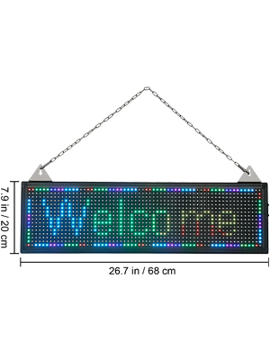 VEVOR LED Scrolling Sign, 27" x 8" WiFi & USB Control, Full Color P10 Programmable Display, Indoor High Resolution Message Board, High Brightness Electronic Sign, Perfect Solution for Advertising