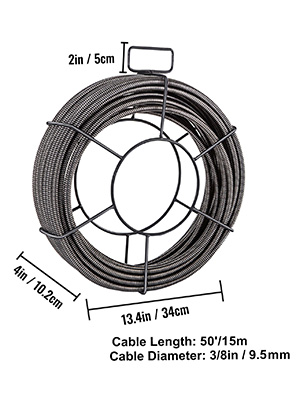 Drain Auger 1/2 Diameter 50' Long Cable, Electric – Arts Rental