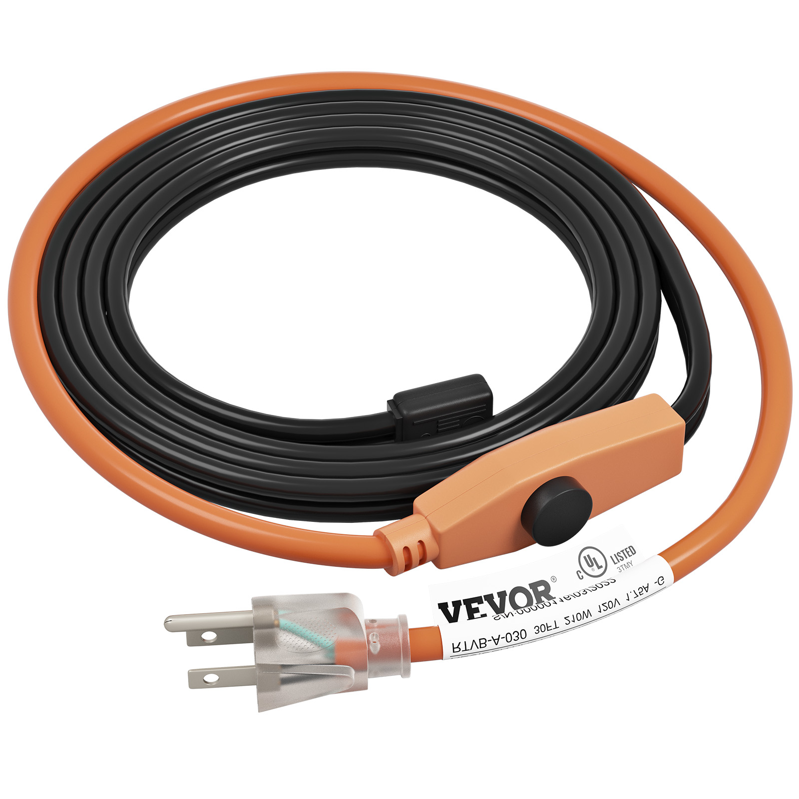 VEVOR Cable de calefacción de tubería VEVOR, cinta de calor de 6 pies y 7 W  para tuberías con termostato incorporado, protege la manguera de PVC, la  tubería de metal y plástico