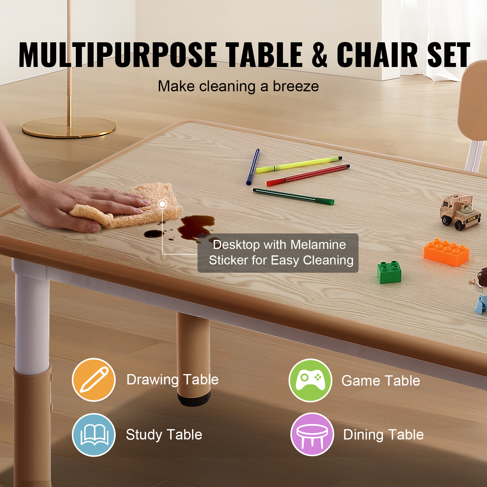 Kids Table and 2/4 Chairs/Bench Set Wooden/Toddler/Height Adjustable Craft - Picture 53 of 62