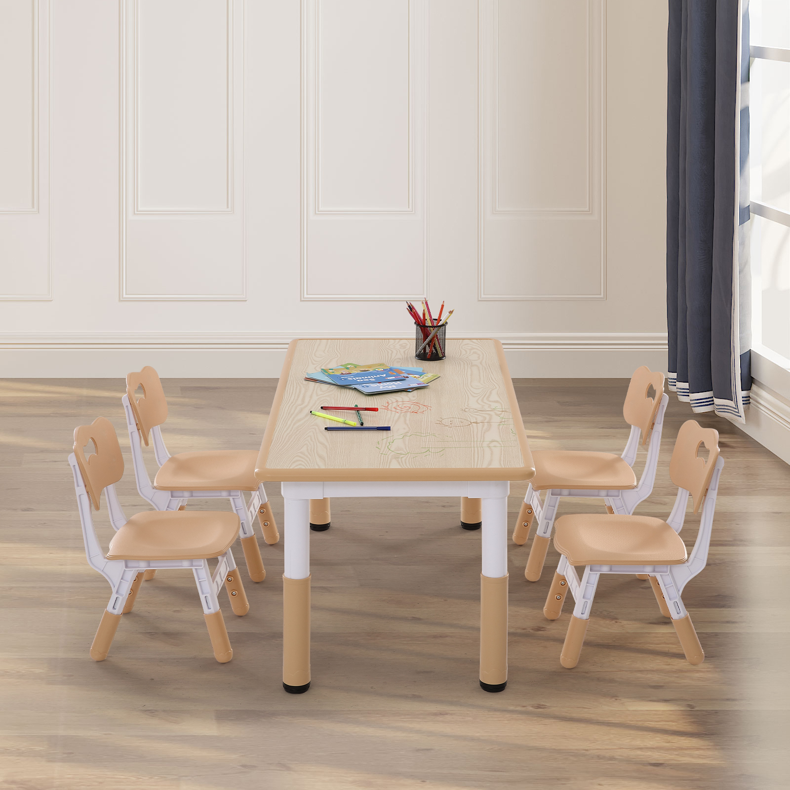Kids Table and 2/4 Chairs/Bench Set Wooden/Toddler/Height Adjustable Craft - Picture 58 of 62