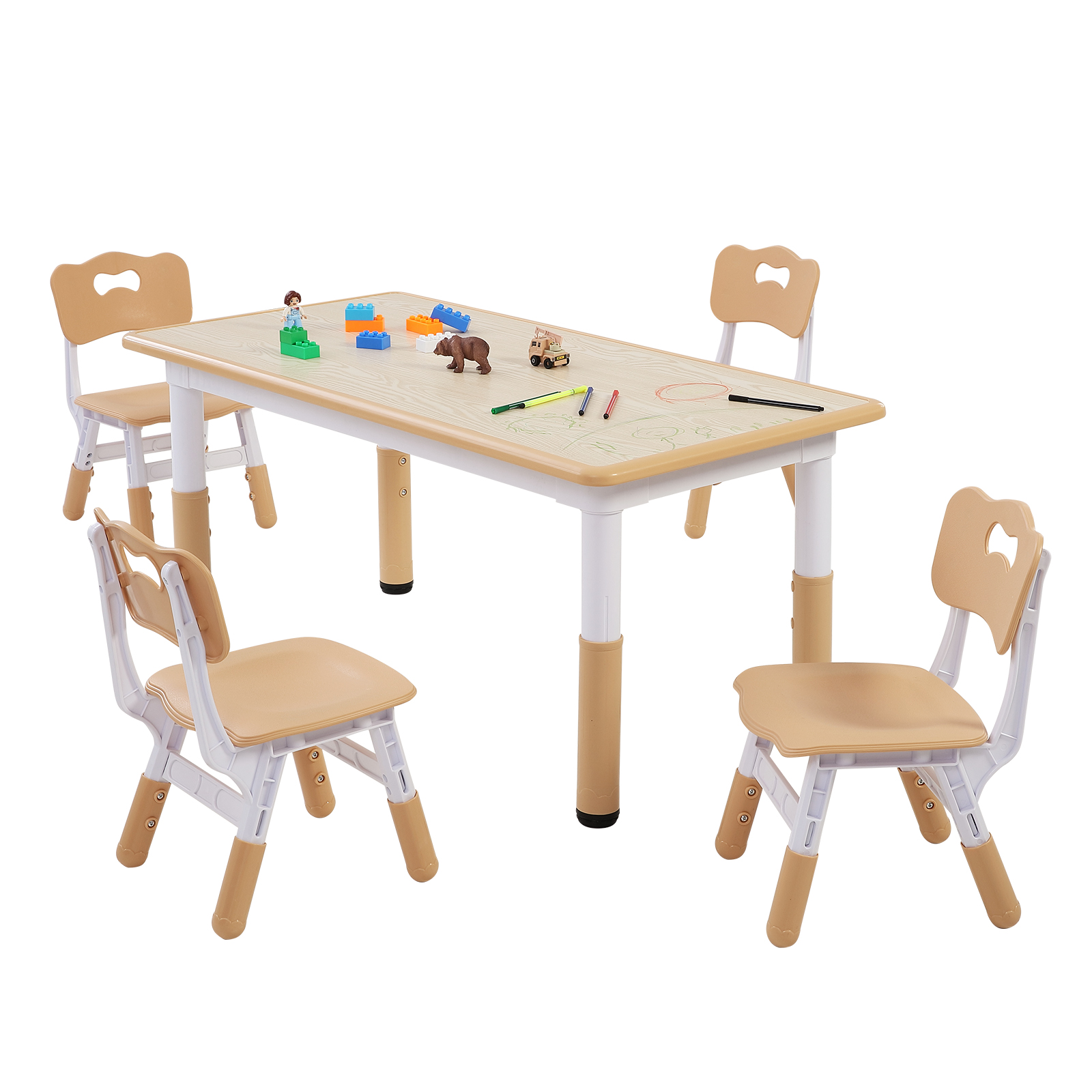 Kids Table and 2/4 Chairs/Bench Set Wooden/Toddler/Height Adjustable Craft - Picture 60 of 62