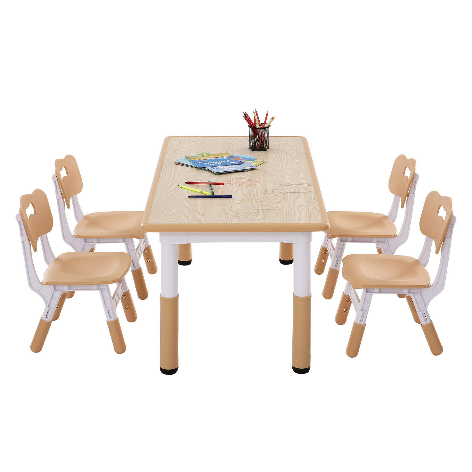 Kids Table and 2/4 Chairs/Bench Set Wooden/Toddler/Height Adjustable Craft - Picture 61 of 62