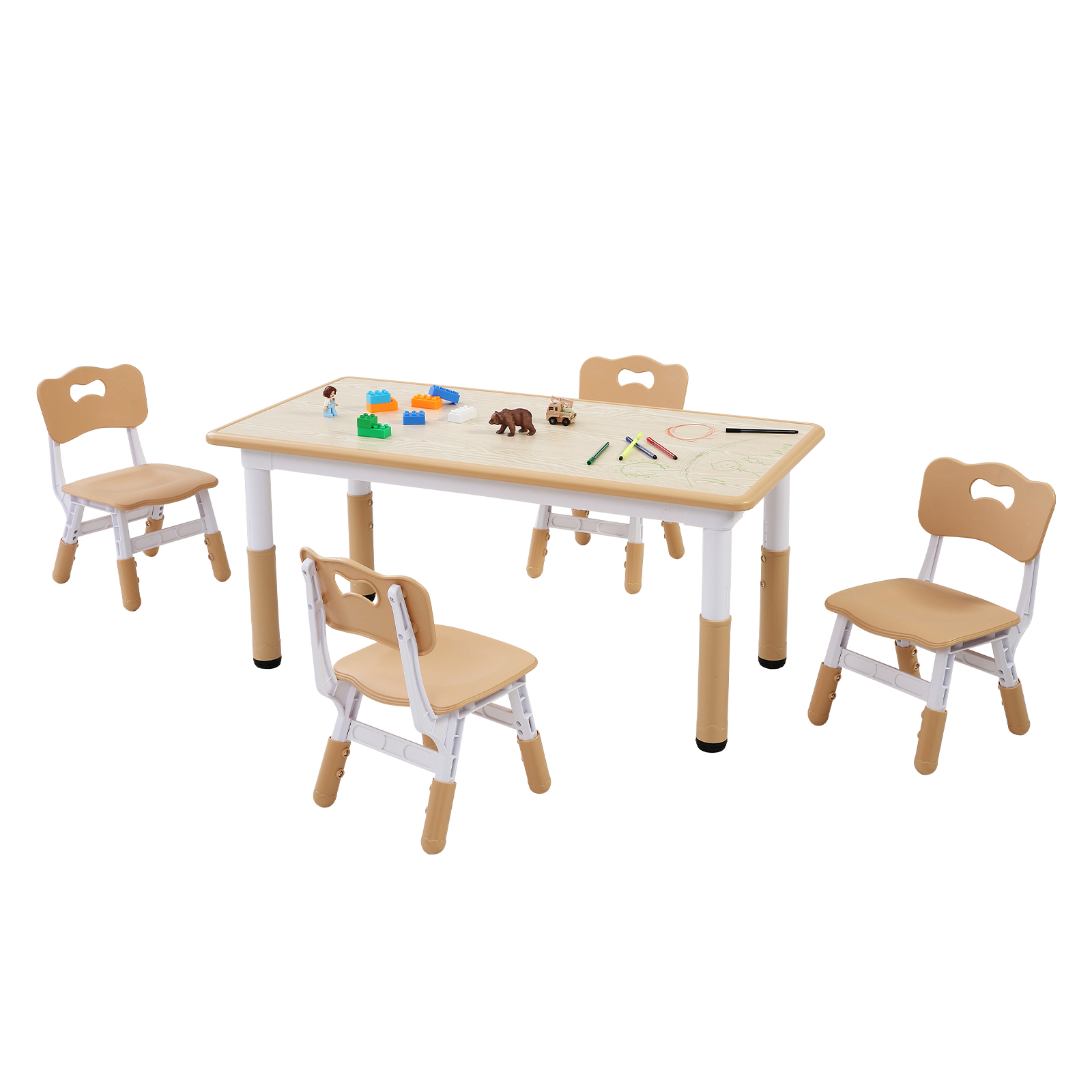 Kids Table and 2/4 Chairs/Bench Set Wooden/Toddler/Height Adjustable Craft - Picture 59 of 62