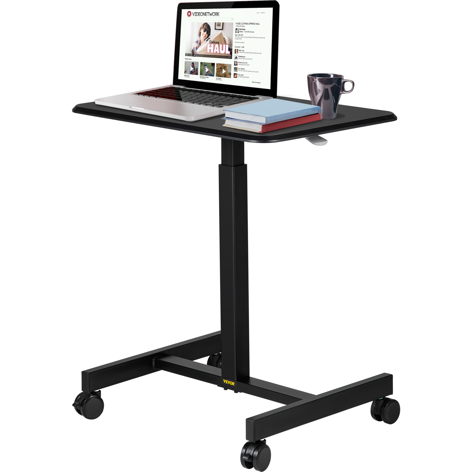 Mobile Standing Desk Adjustable Mobile Laptop Desk Rolling Computer 