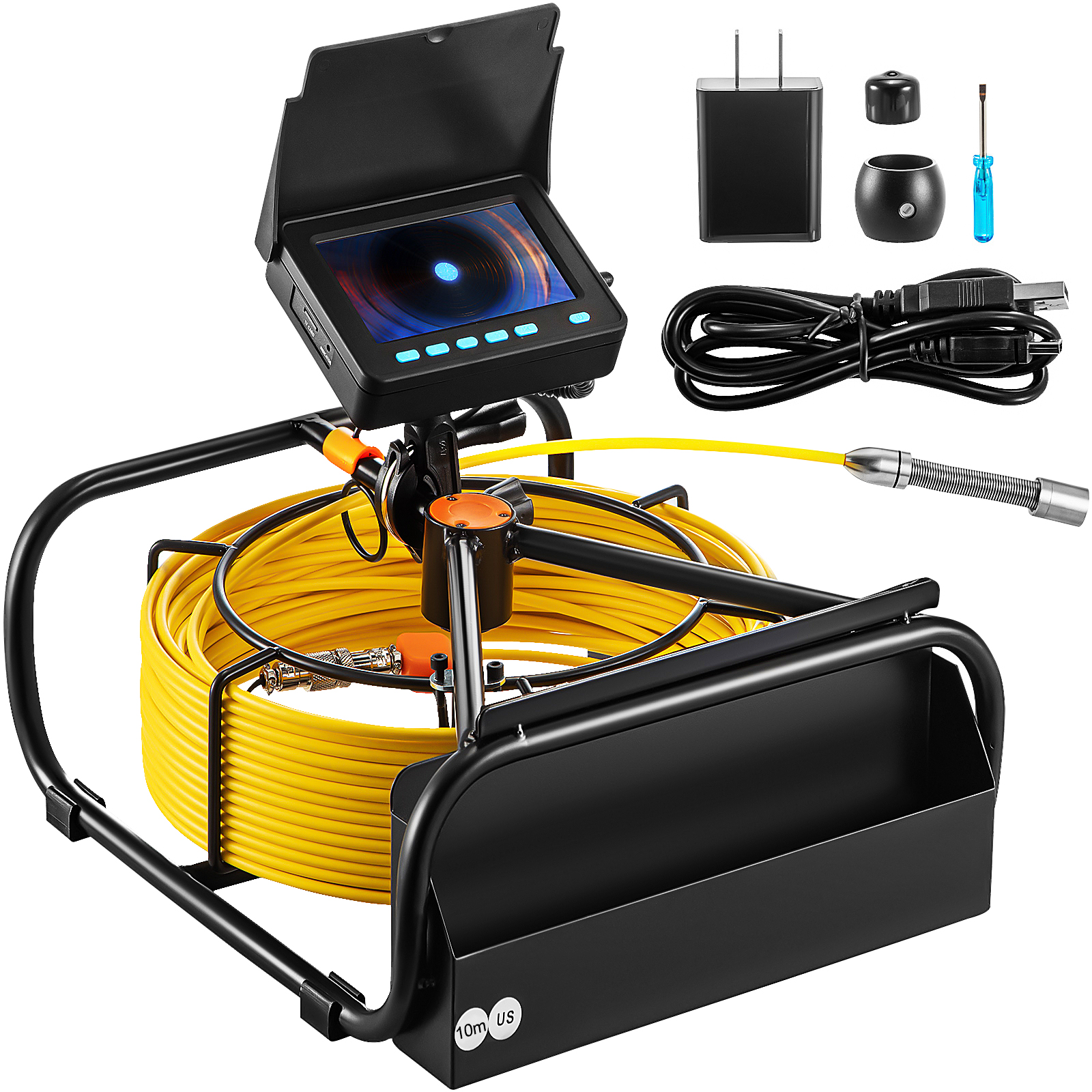 LCD Monitor 32.8FT Cable 4.3 In VEVOR Sewer Camera Pipe Inspection Camera 10M 