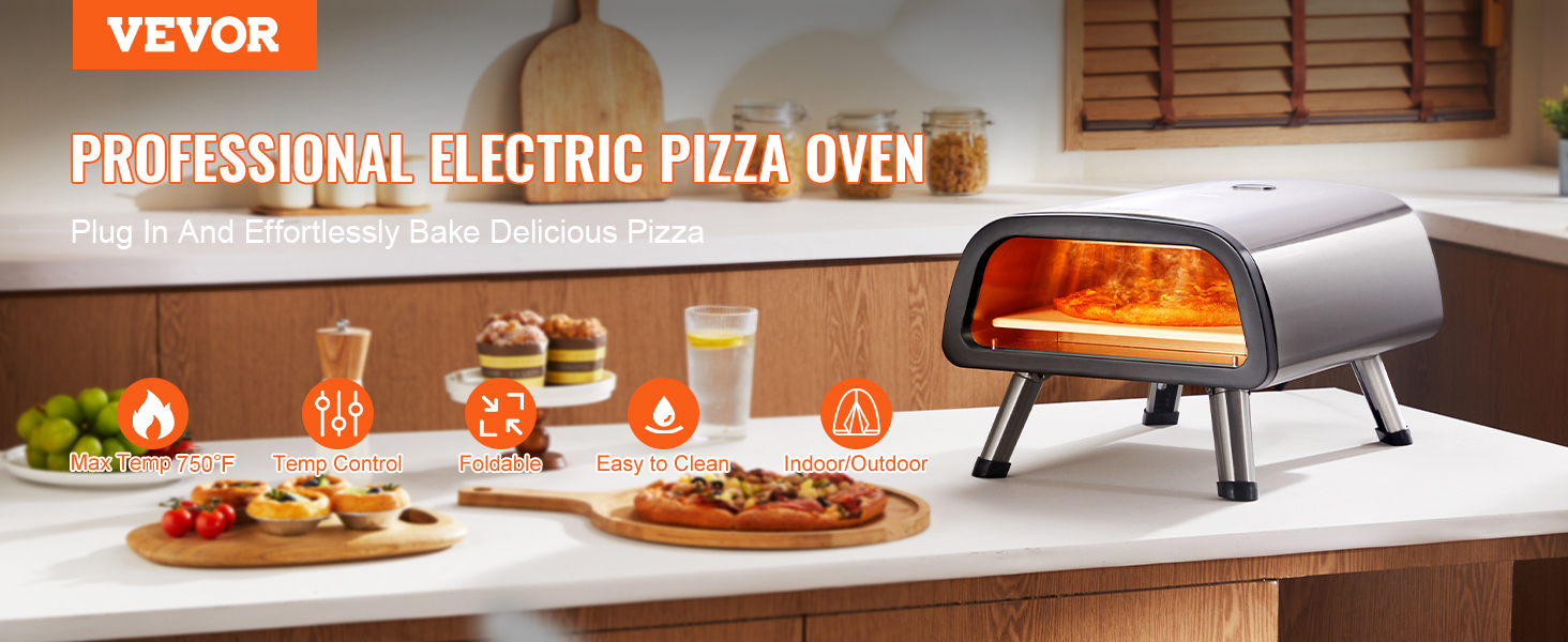 Machine à Pizza 12 Pouces – Revêtement Antiadhésif – Poignée Cool-Touch – 1440W – 6 Niveaux De Cuisson