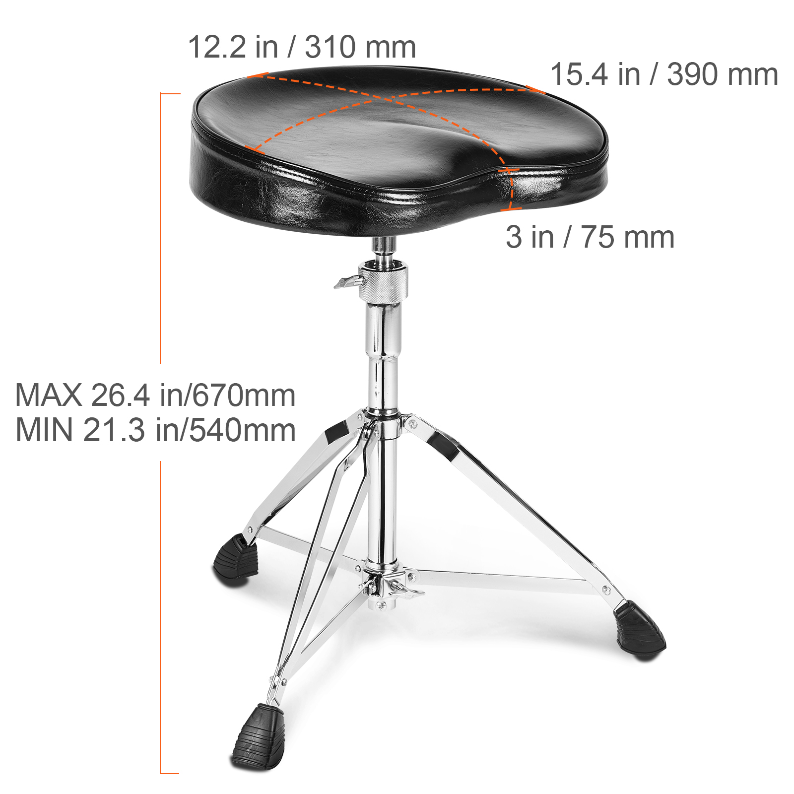 Tabouret Tambour Réglable VidaXL - Trône Stable Pour Batterie Et Instruments