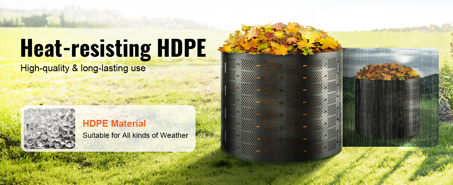 VEVOR gyorskomposztáló 1000L kerti komposztáló 90x100cm termikus komposztáló HDPE műanyag komposztáló korrózióálló hőálló komposzt tartály komposztálás a háztartási hulladék csökkentésére