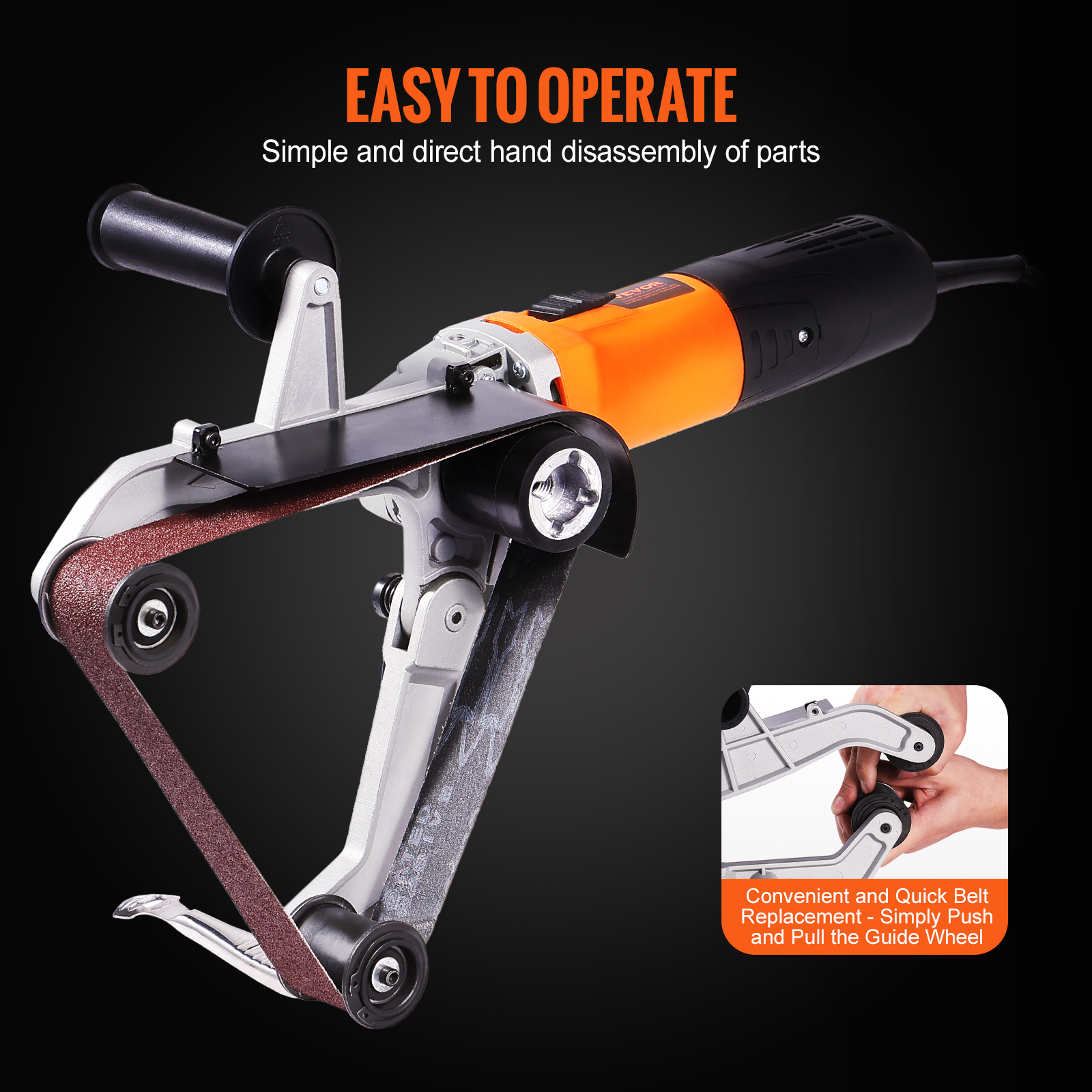 VEVOR Pipe Tube Polisher Sander 1000W 6 Variable Speeds with 3PCS Sanding Belts - Picture 7 of 38