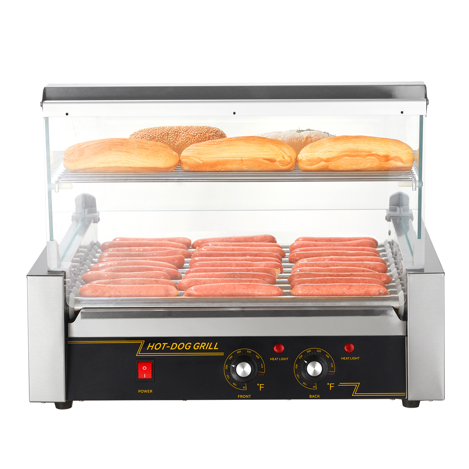 Uimoso Electric Hot Dog 5/7/11 Roller Grill Cooker Machine Backsplash & Shelf - Picture 46 of 72