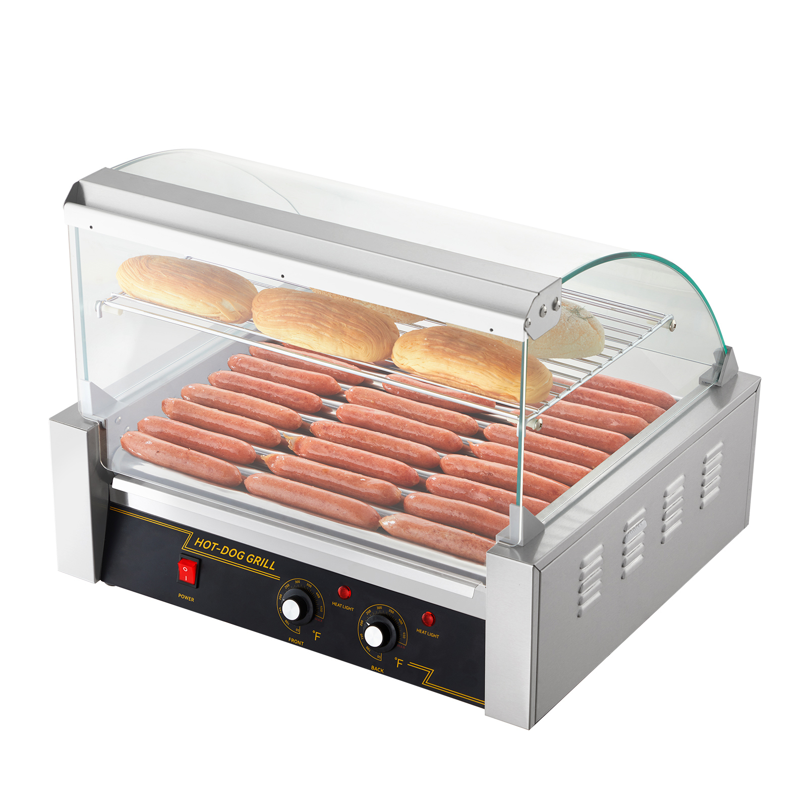 Uimoso Electric Hot Dog 5/7/11 Roller Grill Cooker Machine Backsplash & Shelf - Picture 48 of 72