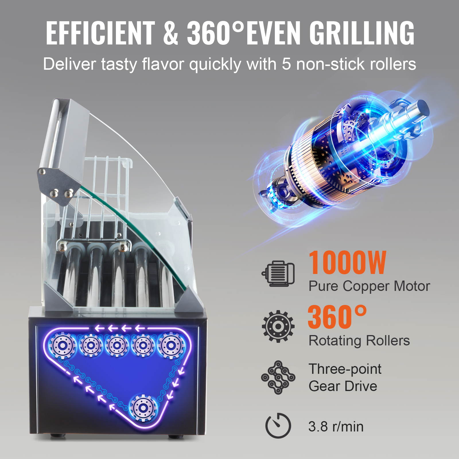 Uimoso Electric Hot Dog 5/7/11 Roller Grill Cooker Machine Backsplash & Shelf - Picture 65 of 72