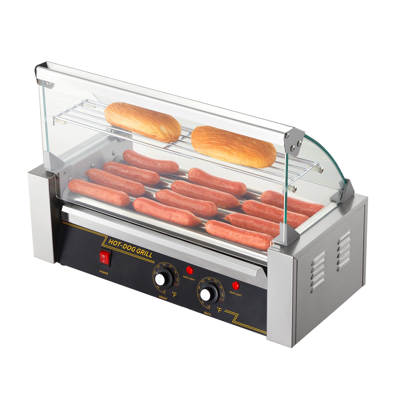 Uimoso Electric Hot Dog 5/7/11 Roller Grill Cooker Machine Backsplash & Shelf - Picture 72 of 72