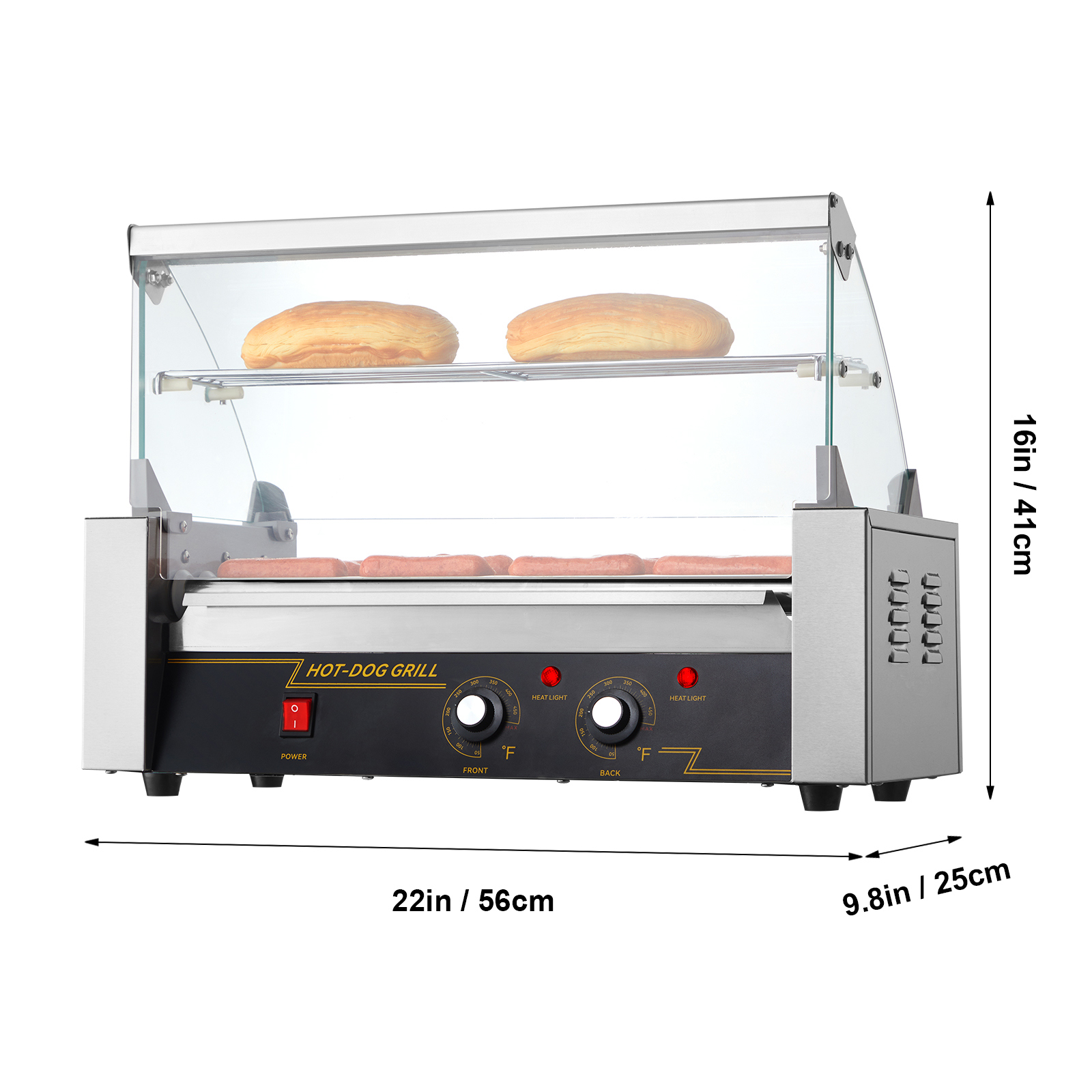 Uimoso Electric Hot Dog 5/7/11 Roller Grill Cooker Machine Backsplash & Shelf - Picture 68 of 72
