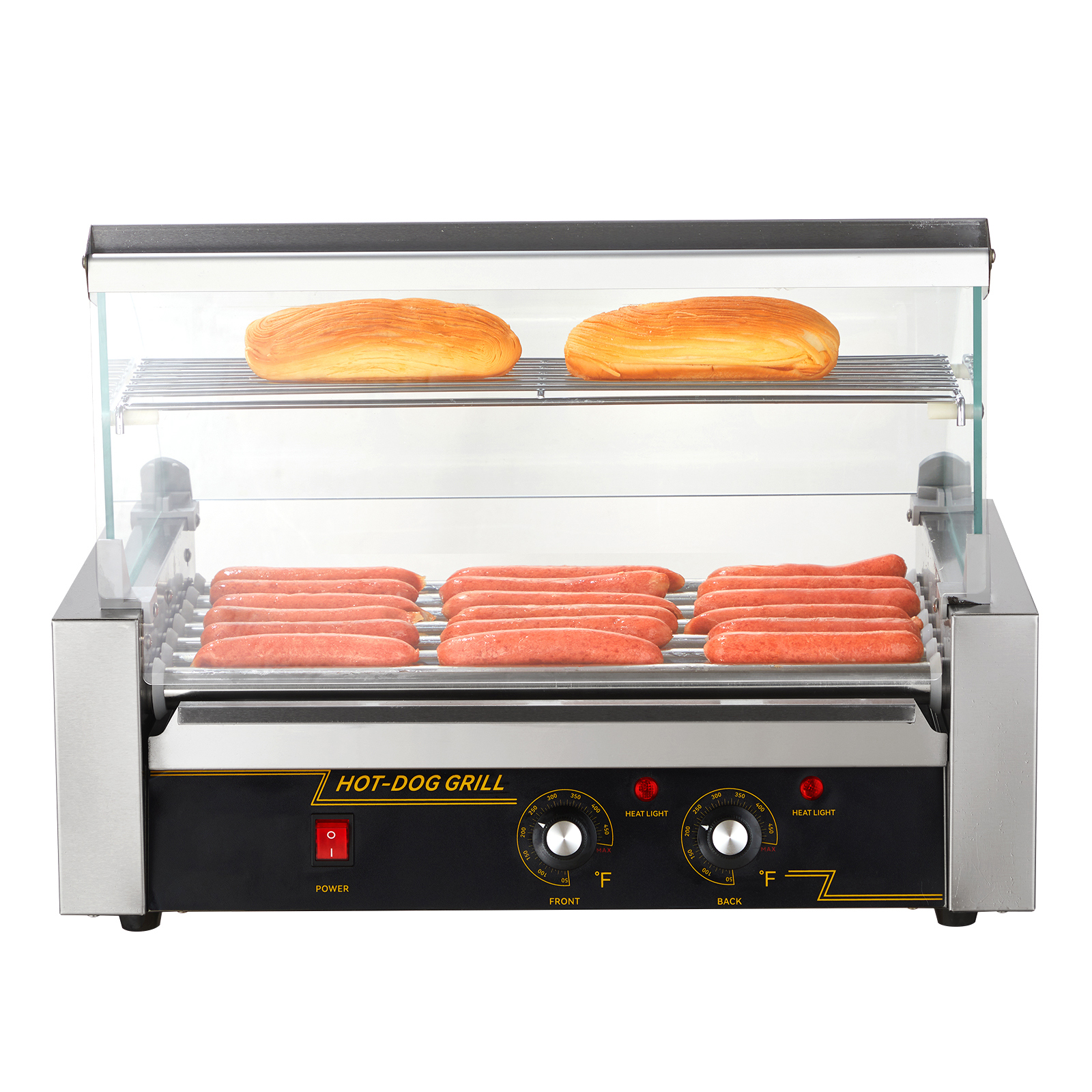 Uimoso Electric Hot Dog 5/7/11 Roller Grill Cooker Machine Backsplash & Shelf - Picture 58 of 72