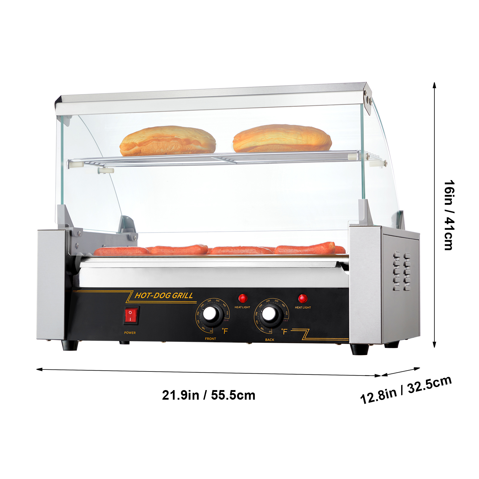 Uimoso Electric Hot Dog 5/7/11 Roller Grill Cooker Machine Backsplash & Shelf - Picture 56 of 72