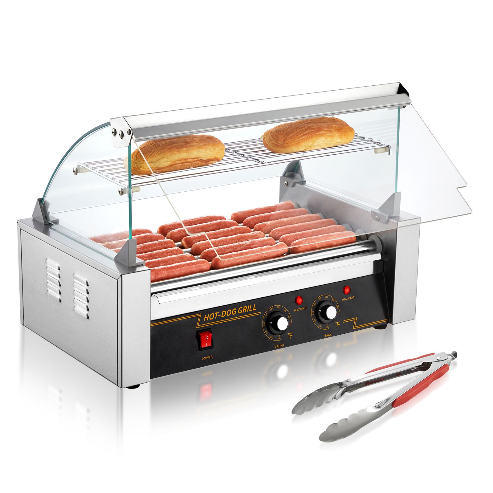 Uimoso Electric Hot Dog 5/7/11 Roller Grill Cooker Machine Backsplash & Shelf - Picture 57 of 72
