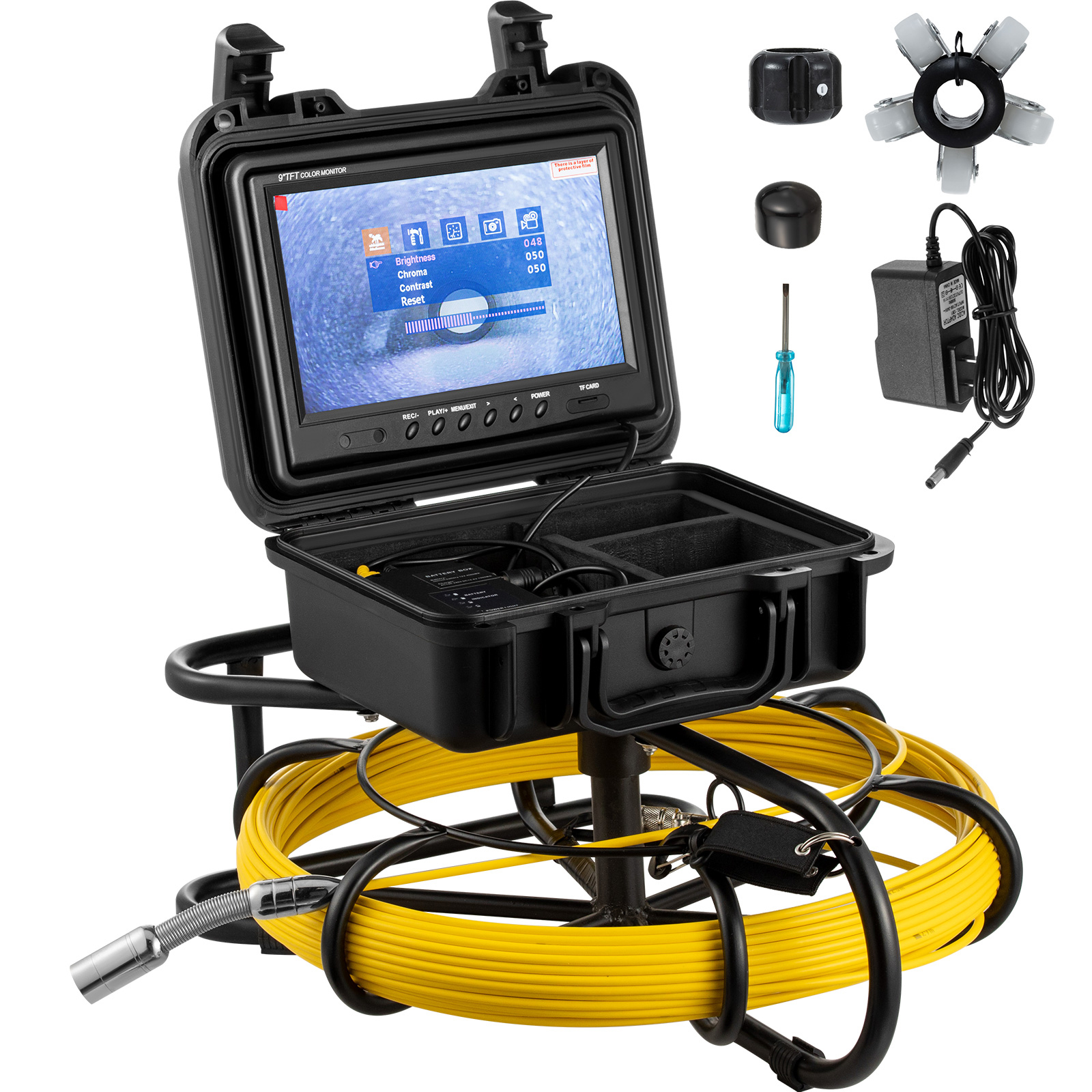 30M Waterproof Drain Pipe Sewer Inspection Camera System 9" LCD 1000 TVL Camera 