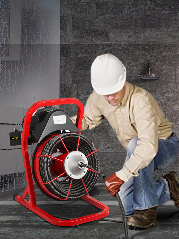 Drain Cleaner Machine 50FTx3/8In. Electric Drain Auger 250W Sewer Snake  Machine,Fit 1-1/2''(