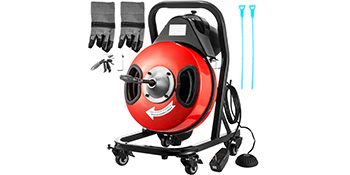 Vevorbrand Drain Cleaning Machine 50ft x 3/8 in Drain Cleaner Machines 250W Electric Drain Auger for 1 to 4 Pipes Electric Drain Snake Sewer Snake