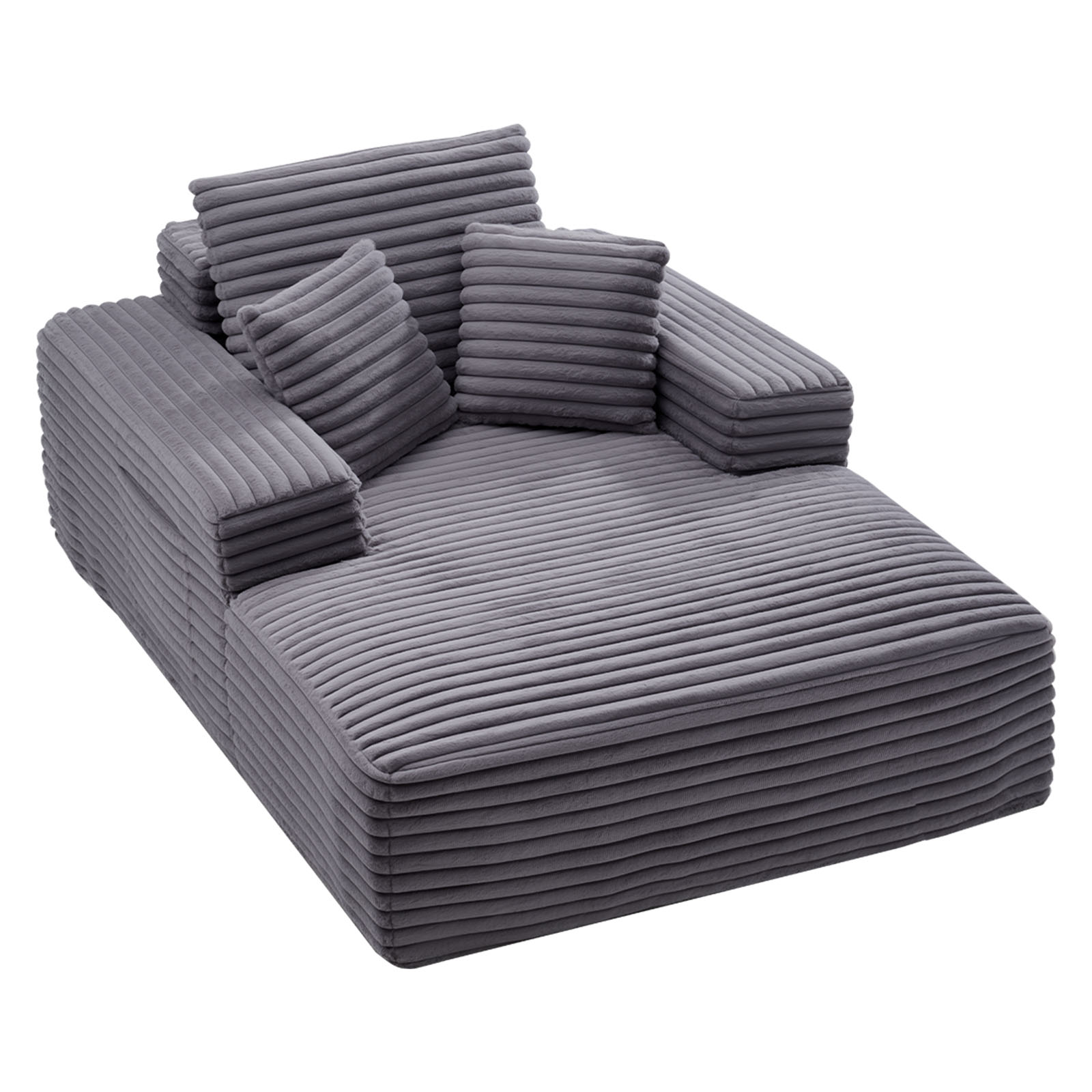 Uimoso Adjustable Oversized Chaise Lounge Chair Lazy Sofa Bed in Grey/Beige