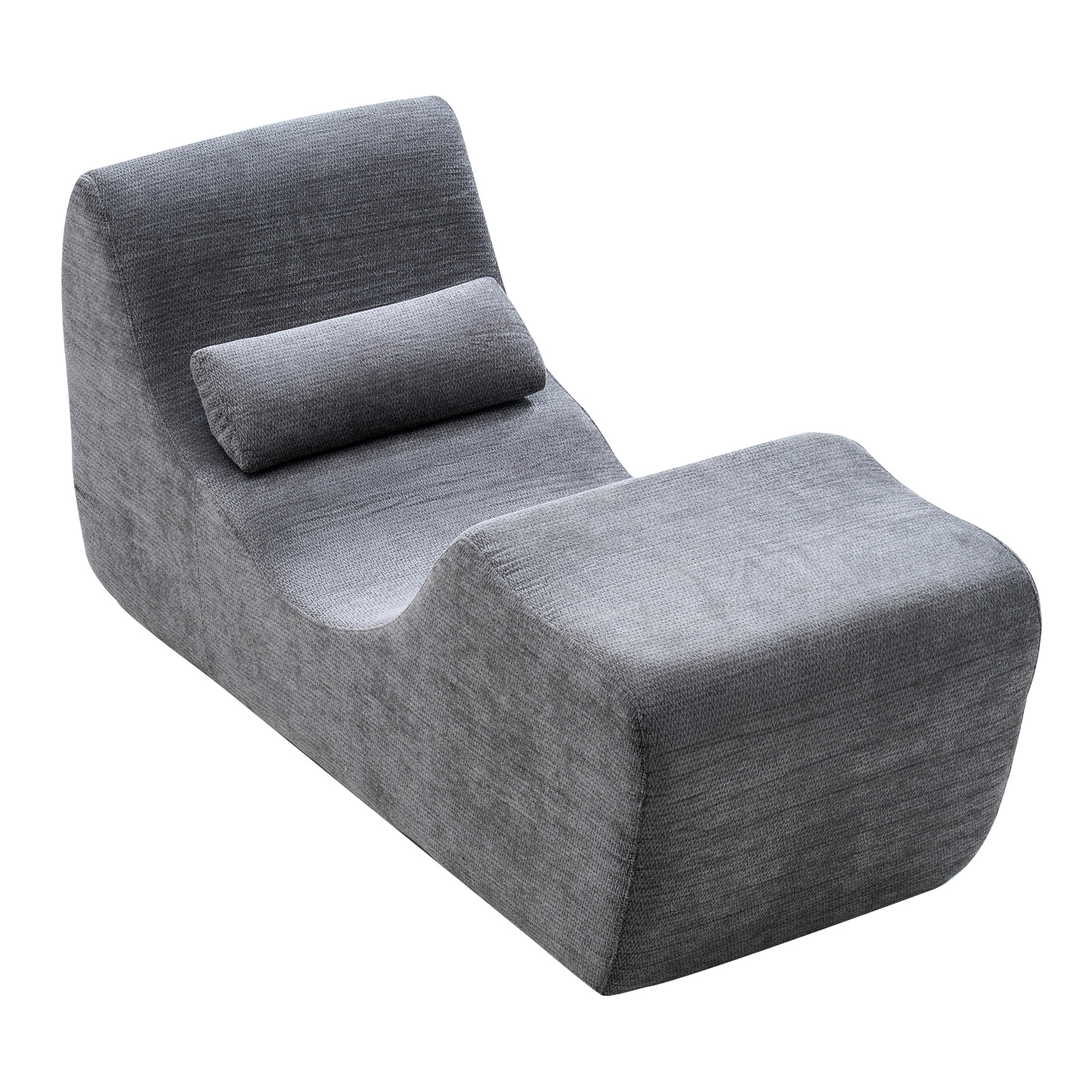Uimoso Adjustable Oversized Chaise Lounge Chair Lazy Sofa Bed in Grey/Beige