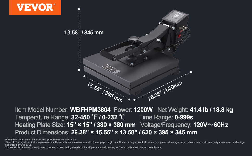 Presse à Chaud Sublimation Textile 40.6x51 Cm - Panneau Numérique, Revêtement Téflon, Réglage Pression