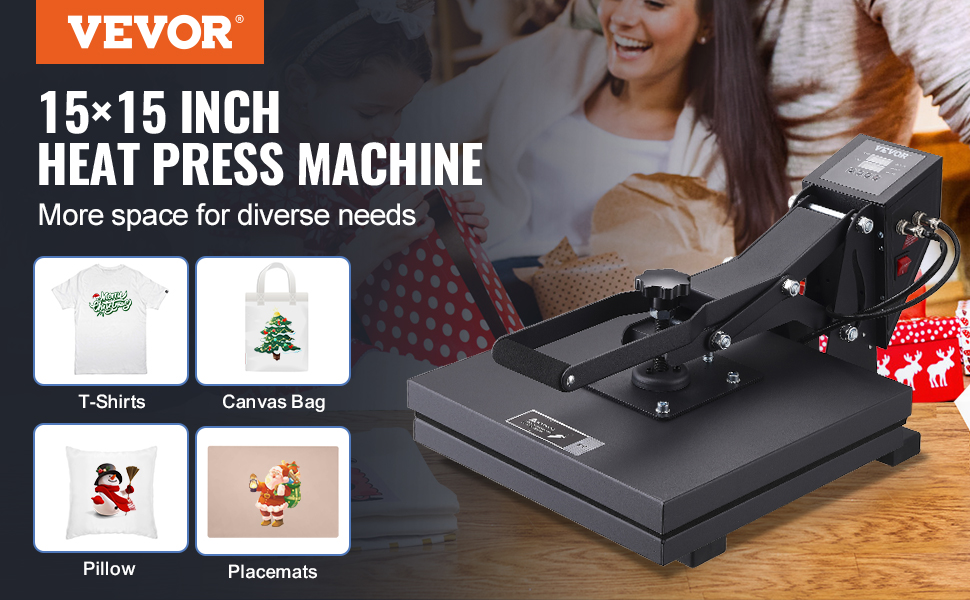 Machine De Sublimation VEVOR Presse à Chaud Machine de Sublimation Textile 38 x 38 cm T-shirts ...