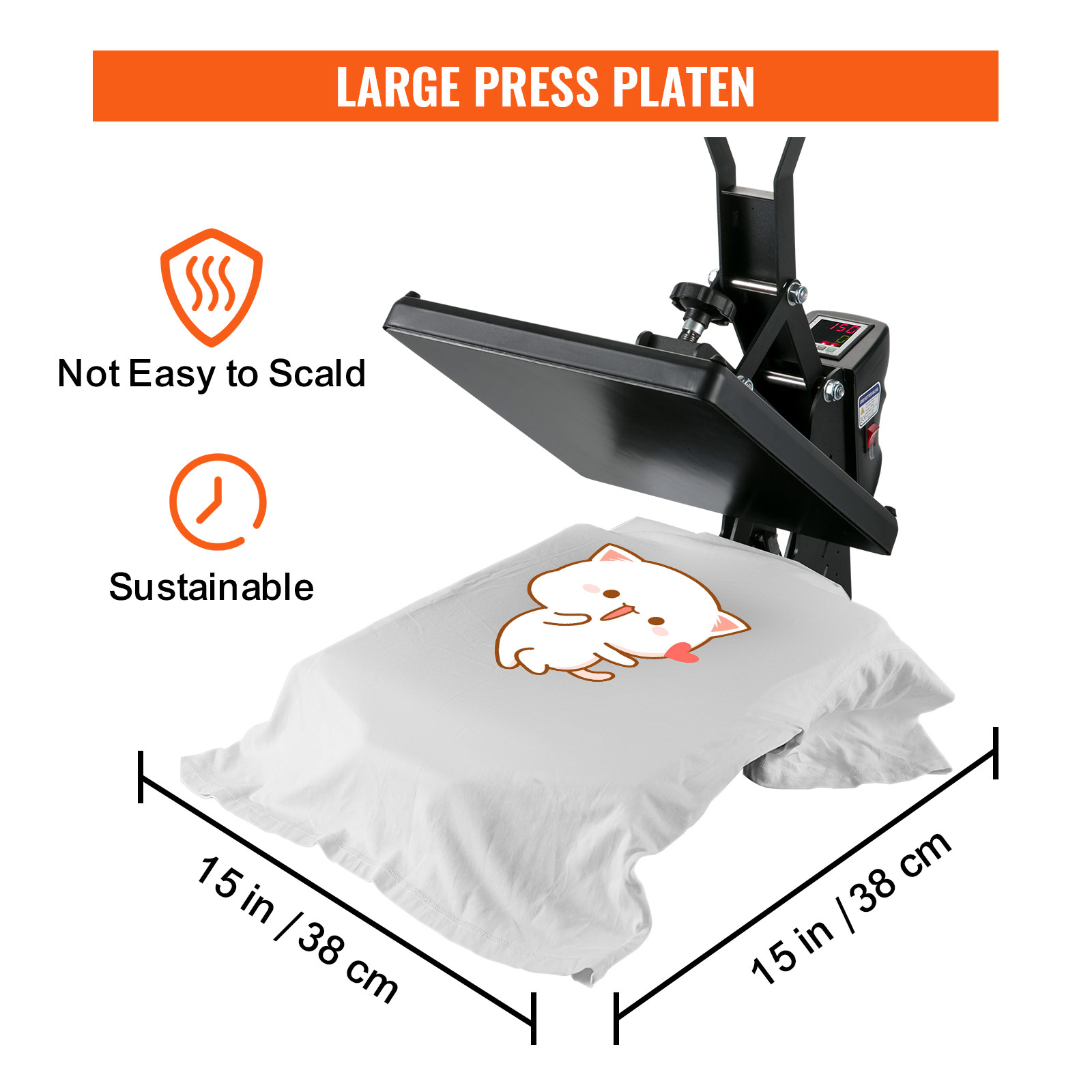 TUSY Heat Press Machine, 15x15 inch Heat Press for t Shirts, Fast Heating  for Heat Sublimation and Heat Vinyl Transfer