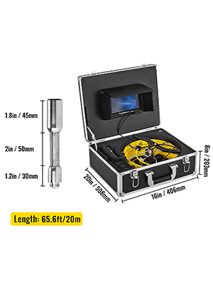 VEVOR VEVOR 20M Sewer Inspection Camera 7 Inch Monitor LCD DVR Waterproof  Pipe Pipeline Drain Inspection System Camera Kit Endoscope (20M 7Inch)