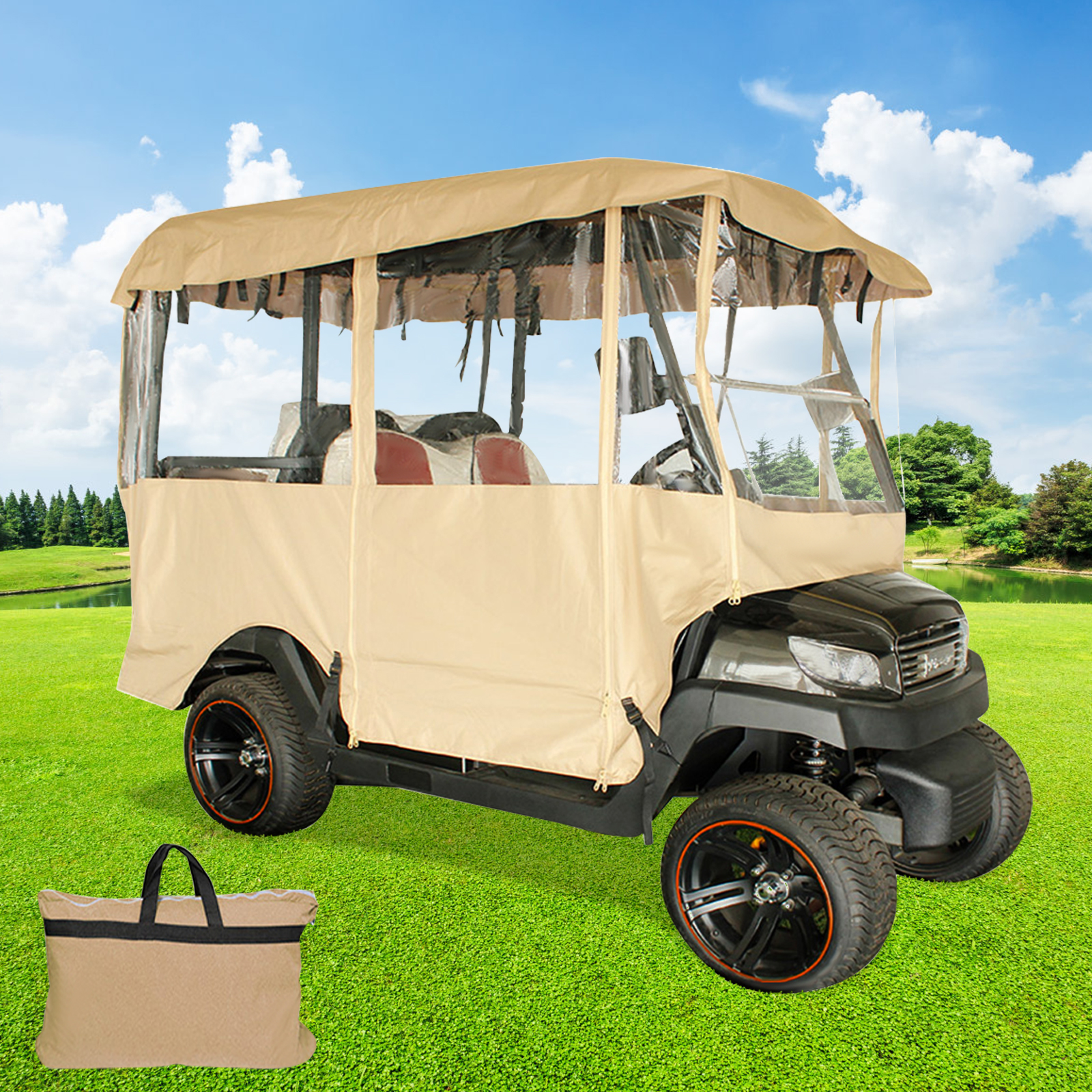 VEVOR Golf Cart Enclosure, 4-Person Golf Cart Cover, 4-Sided Fairway  Deluxe, 300D Waterproof Driving Enclosure with Transparent Windows, Fit for  EZGO, Club Car, Yamaha Cart (Roof Up to 78.7''L) | VEVOR US