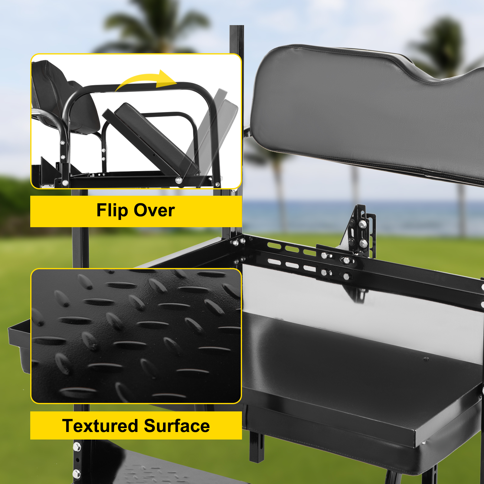 Vevor Golf Cart Rear Flip Seat Kit Flip Folding Seat Club Car Ds Model