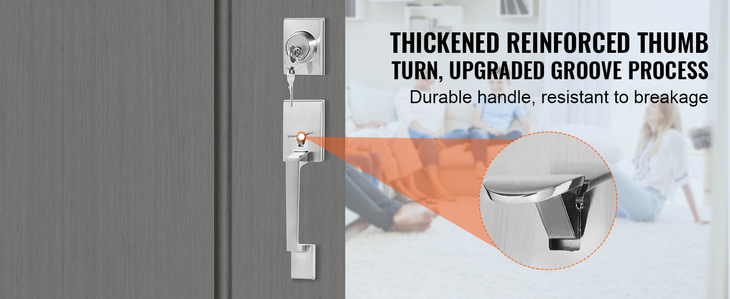 VEVOR Front Door Handle and Deadbolt Set, Satin Nickel Square Handle