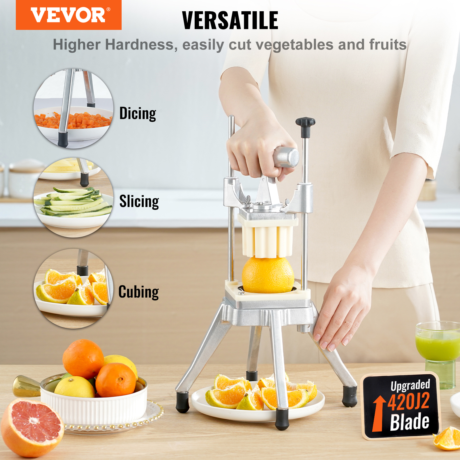 VEVOR Commercial Vegetable Cutter Chopper 1/2/1/4/3/8inch Fruit Vegetable Dicer