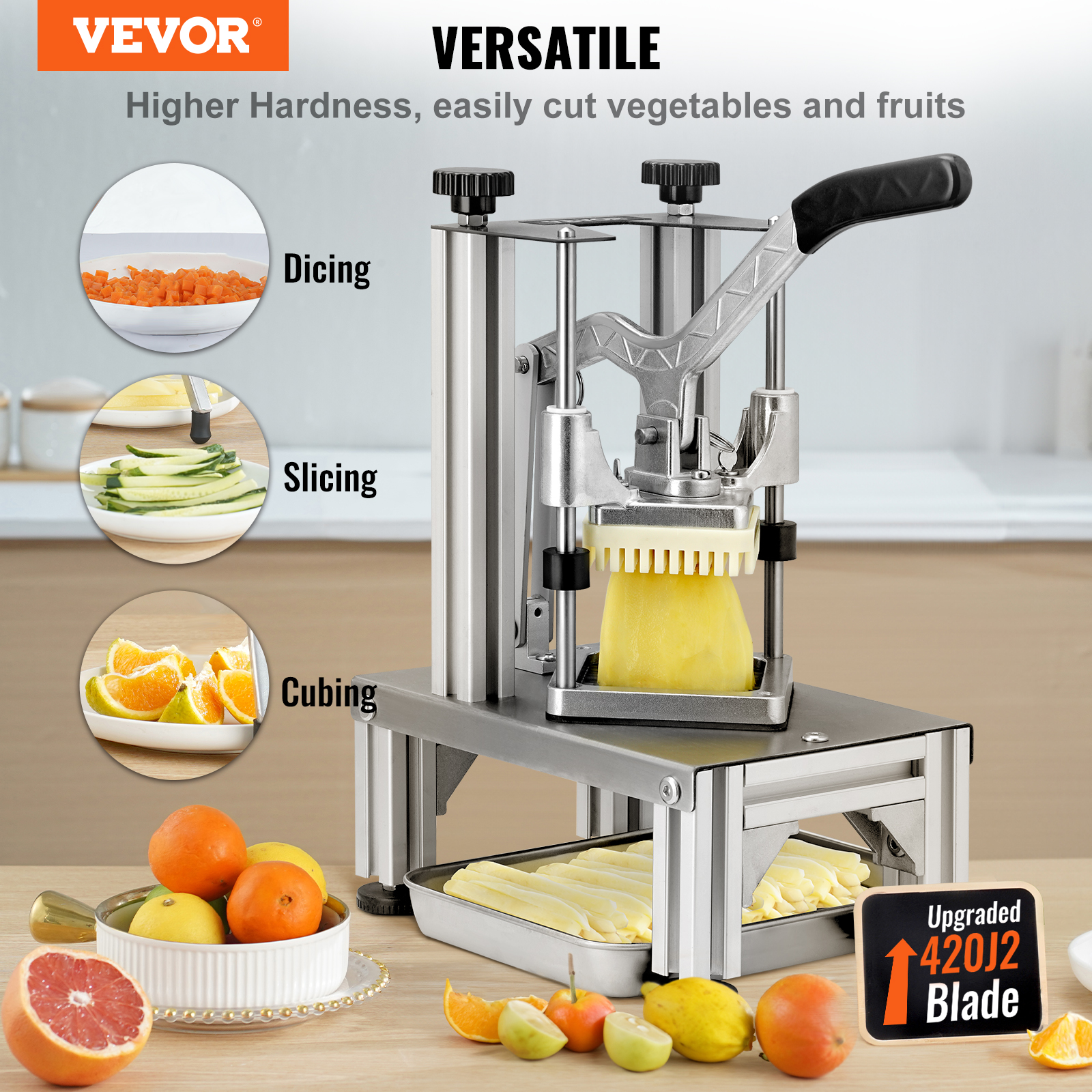 VEVOR Commercial Vegetable Cutter Chopper 1/2/1/4/3/8inch Fruit Vegetable Dicer