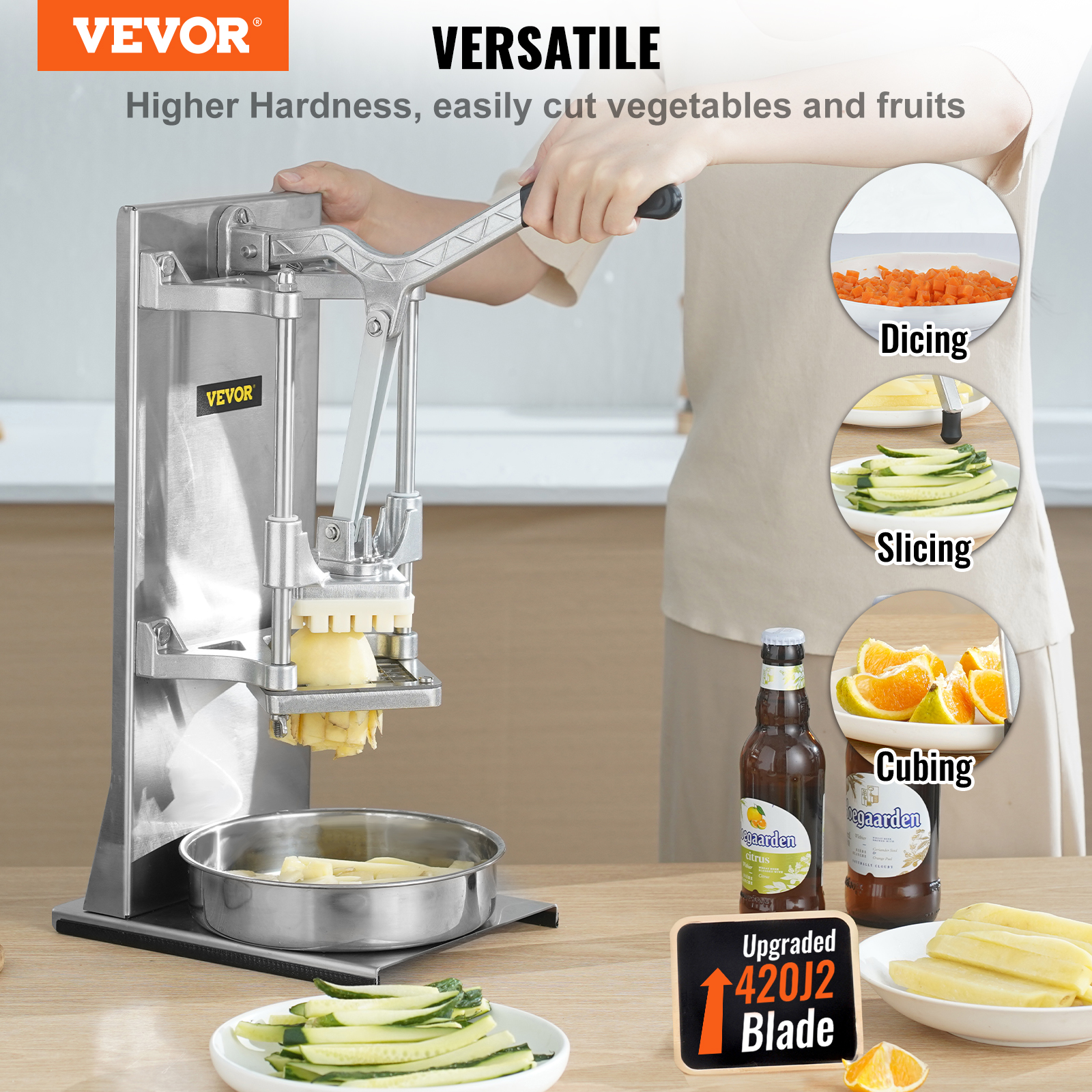 VEVOR Commercial Vegetable Cutter Chopper 1/2/1/4/3/8inch Fruit Vegetable Dicer