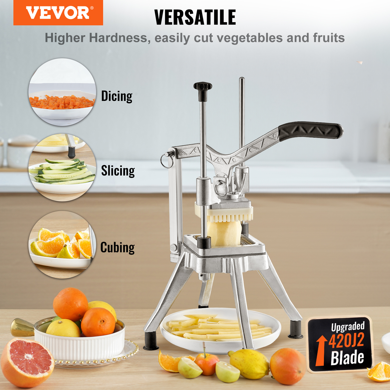 VEVOR Commercial Vegetable Cutter Chopper 1/2/1/4/3/8inch Fruit Vegetable Dicer