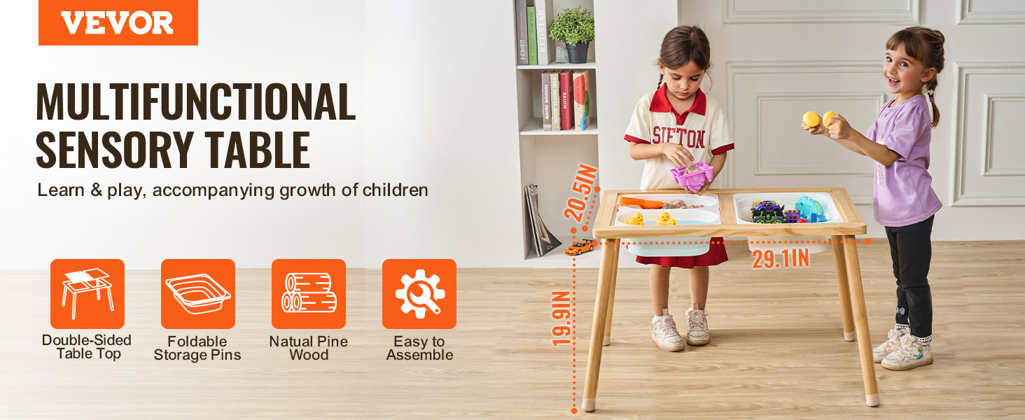 VEVOR Mesa Sensorial de Madera con Contenedores de